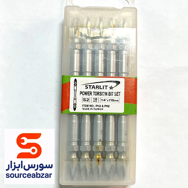 سر پیچ‌گوشتی 1/4 اینچ دو سر چهارسو 110 میلی‌متر تایوانی starlit