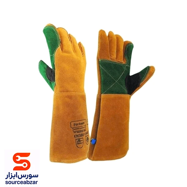 دستکش جوشکاری ساق بلند چرمی