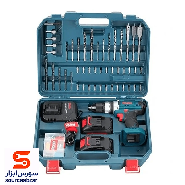 کیت دریل پیچ گوشتی چکشی شارژی رونیکس 20 ولت مدل RS-8619 دو باتری